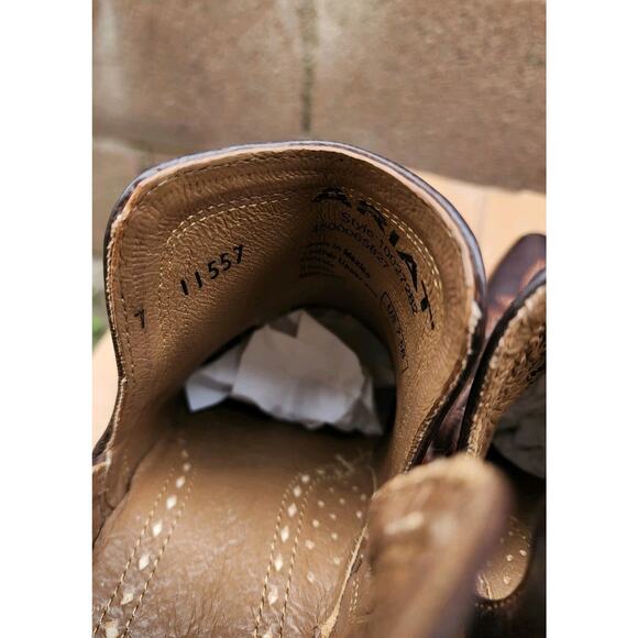 Ariat Dixon Brown Distressed Leather Ankle Cowboy Western Boots Womens Sz 7.5B - Picture 9 of 14